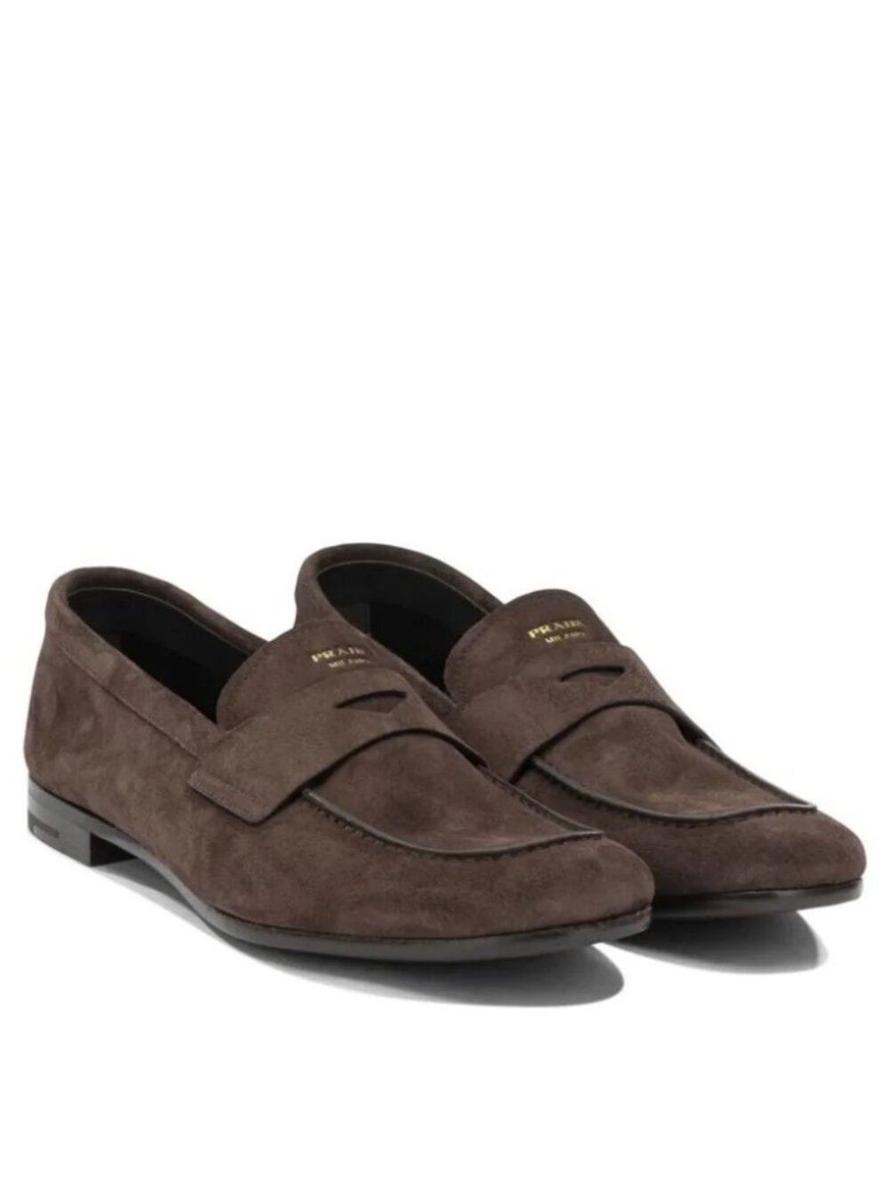 $1,390 PRADA Logo Suede Loafers Brown UK 9.5 US 10.5 BNIB